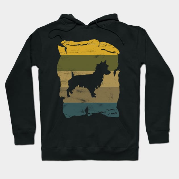 Australian Terrier Distressed Vintage Retro Silhouette Hoodie by DoggyStyles